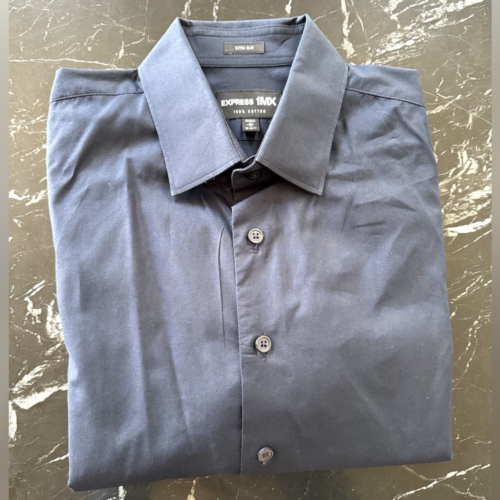 Express Dark Blue Button Down Shirt